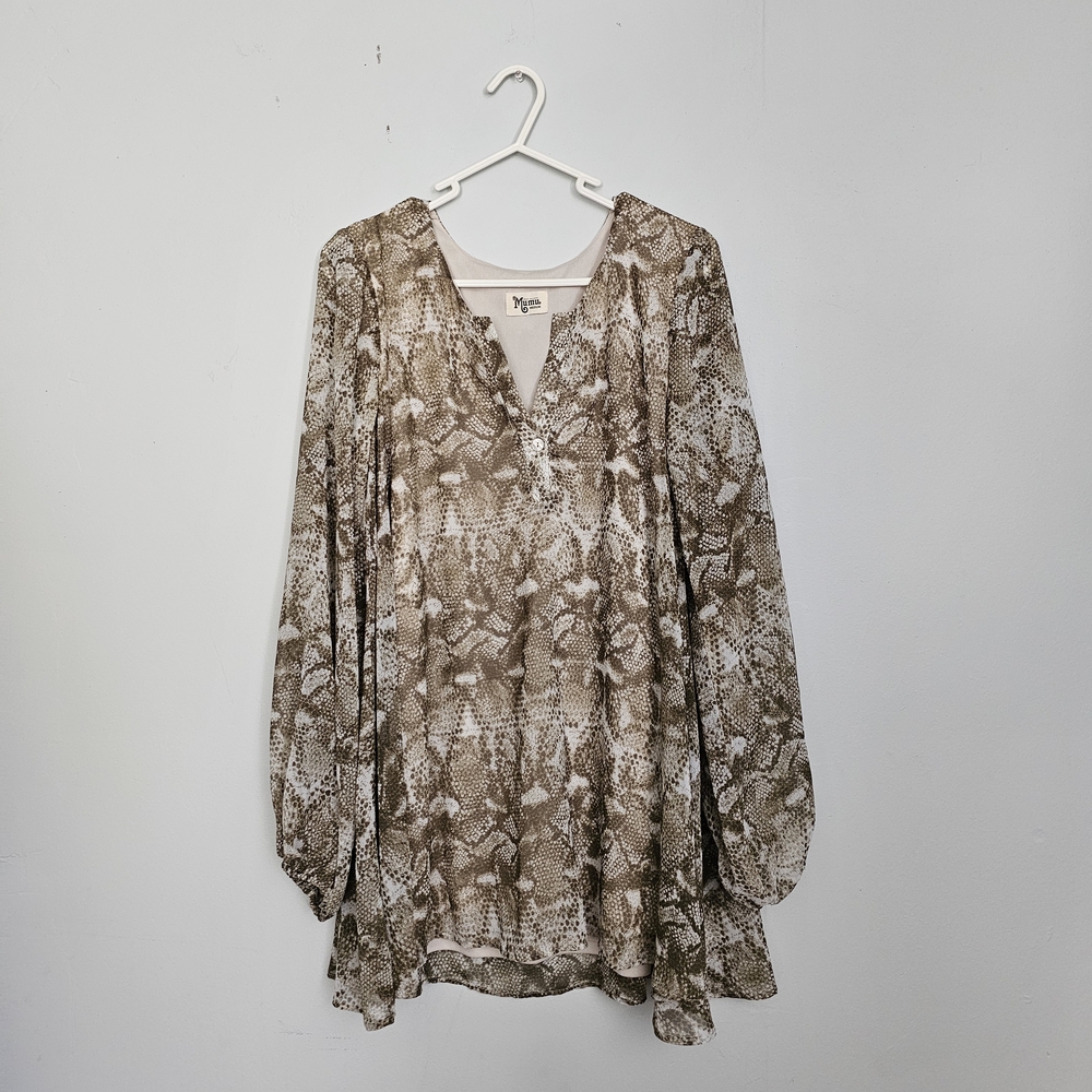 Show Me Your MuMu Tan Snake-Print Long Dress/Tunic